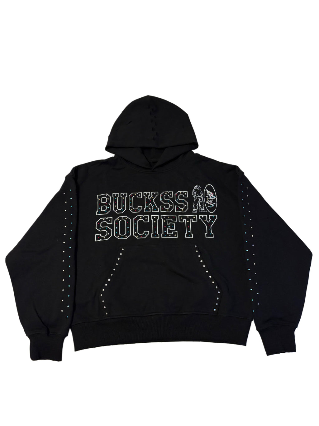 BLACK RHINESTONE HOODIE