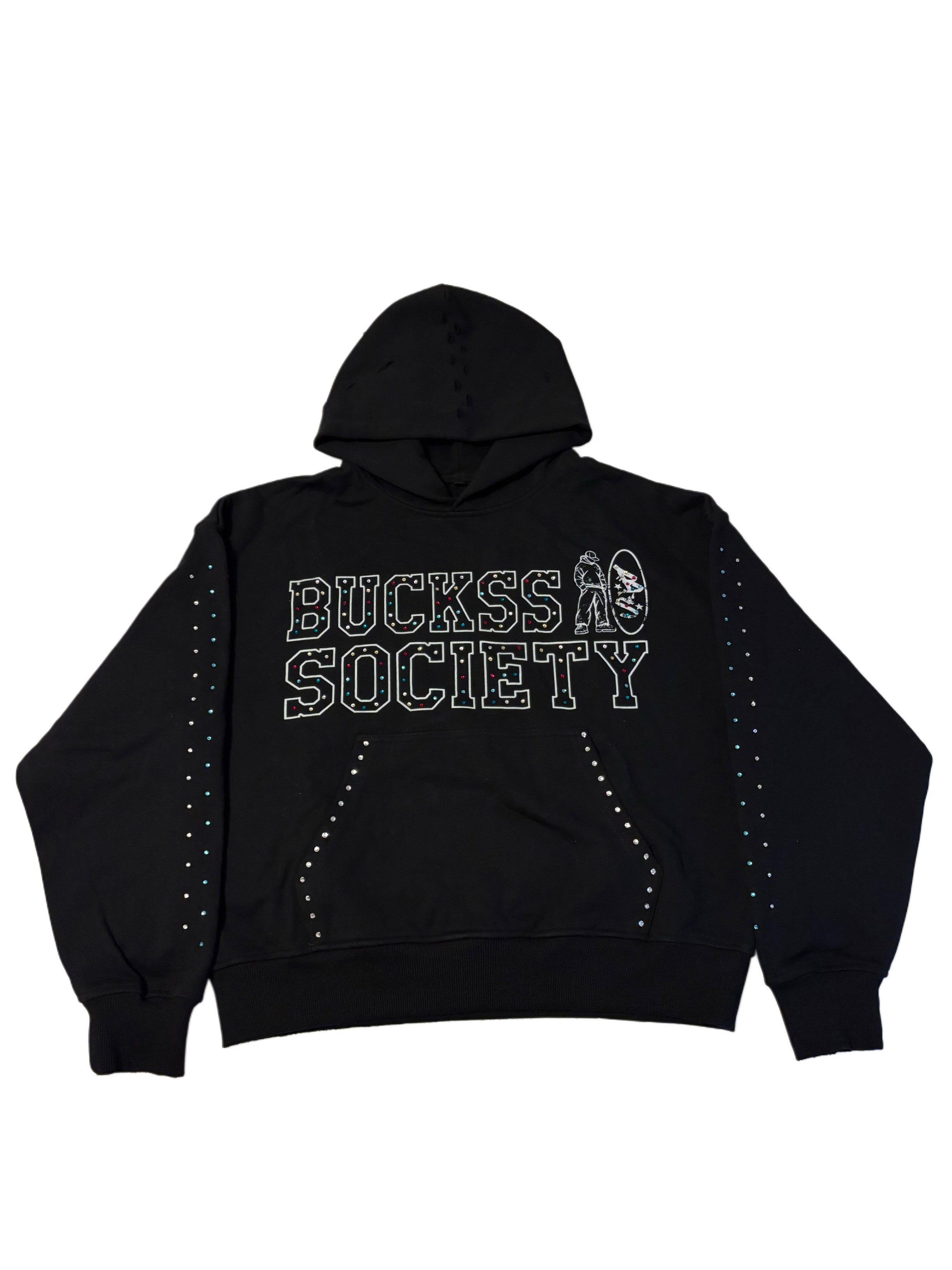 BLACK RHINESTONE HOODIE